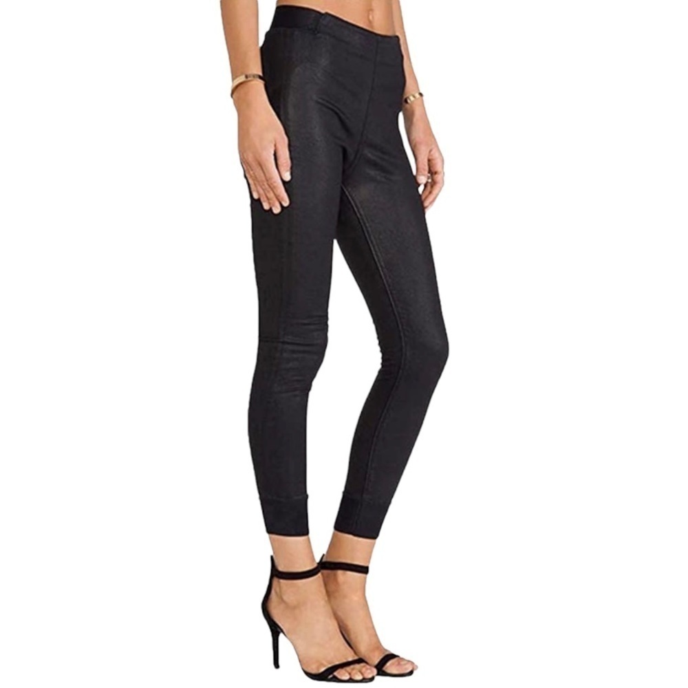 Rag & Bone The Danny Black Waxed Faux Leather Pull On Joggers Women’s 26